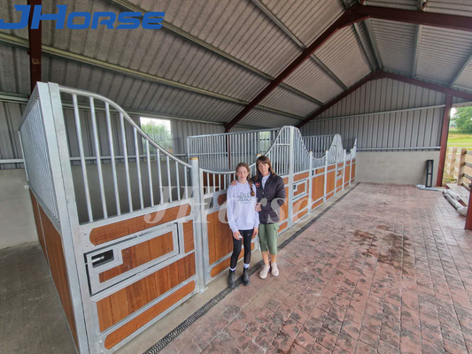 L'écurie adaptée aux besoins du client de cheval de couleur lambrisse le plein bambou standard avec la porte d'oscillation de cadre en acier