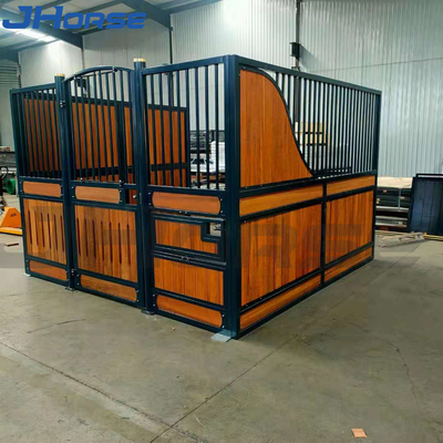 Avants en acier de stalle de grange de Portable 3.5m de barrière de ferme avec la conception en bois de porte à deux battants de teck